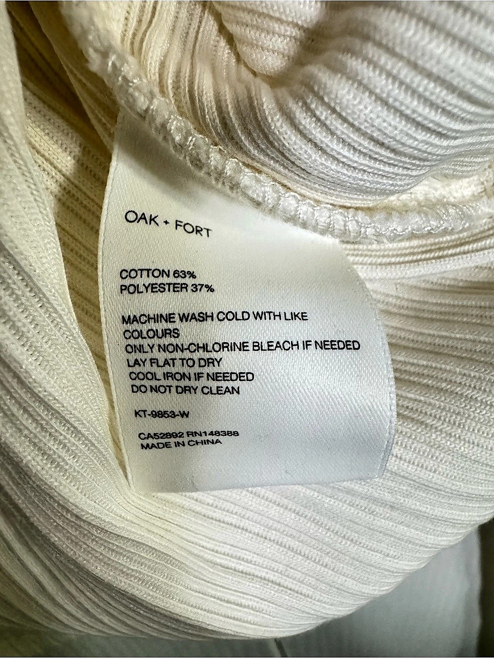 Oak + Fort Cream Ribbed Ruched Drawstring Crop Top Small - Picture 4 of 4